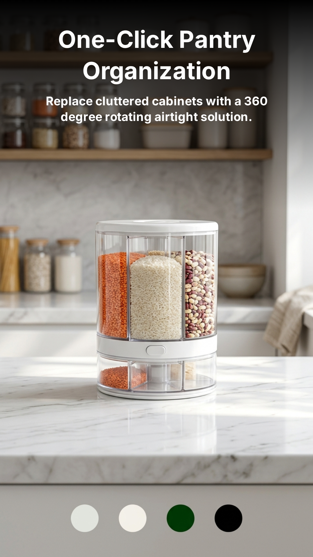 Manual White Kitchen Rice Dispenser Rotating Ceral ( 10 KG capacity)