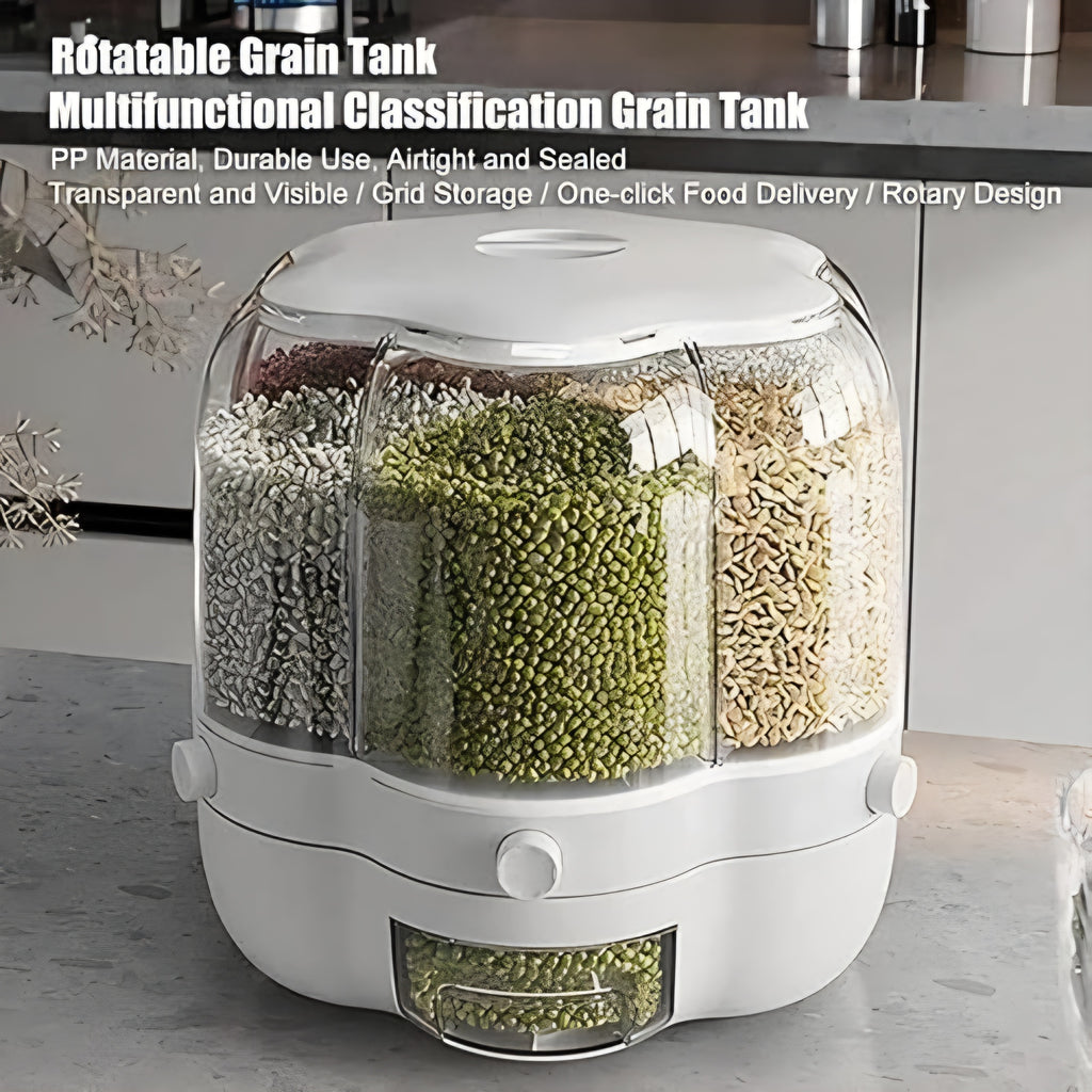 Manual White Kitchen Rice Dispenser Rotating Ceral ( 10 KG capacity)