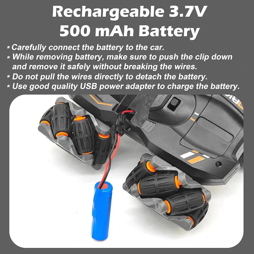 4WD Remote Control Drift Stunt Car Toy for Kids with Lights and Music - Double Sided 360° Rotating Dancing and Crawling RC Car with Rechargeable Battery (2.4Ghz)