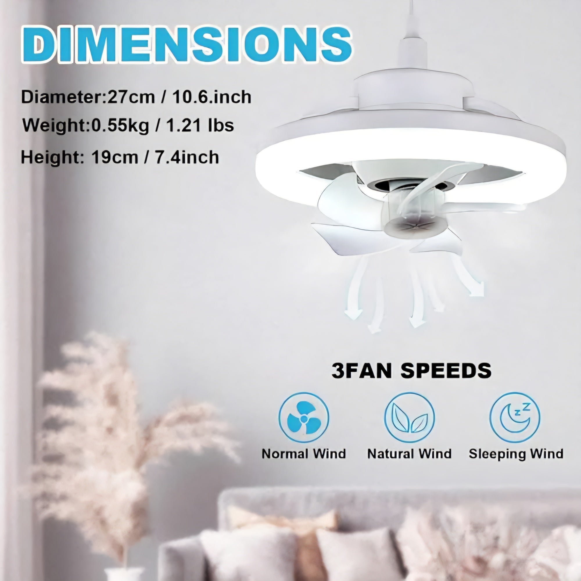 Acrylic LED Ceiling Fan with Light 360 Rotation Ceiling Fan Remote Control