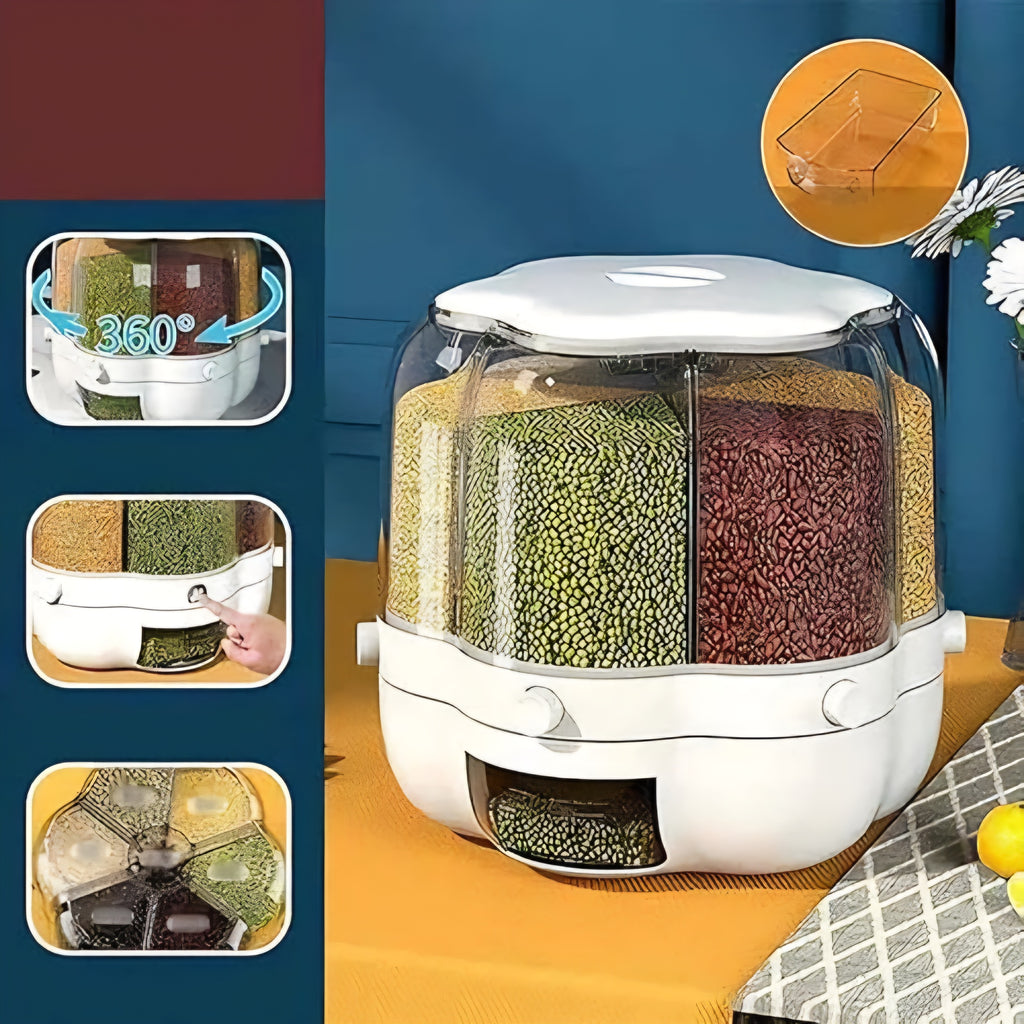 Manual White Kitchen Rice Dispenser Rotating Ceral ( 10 KG capacity)
