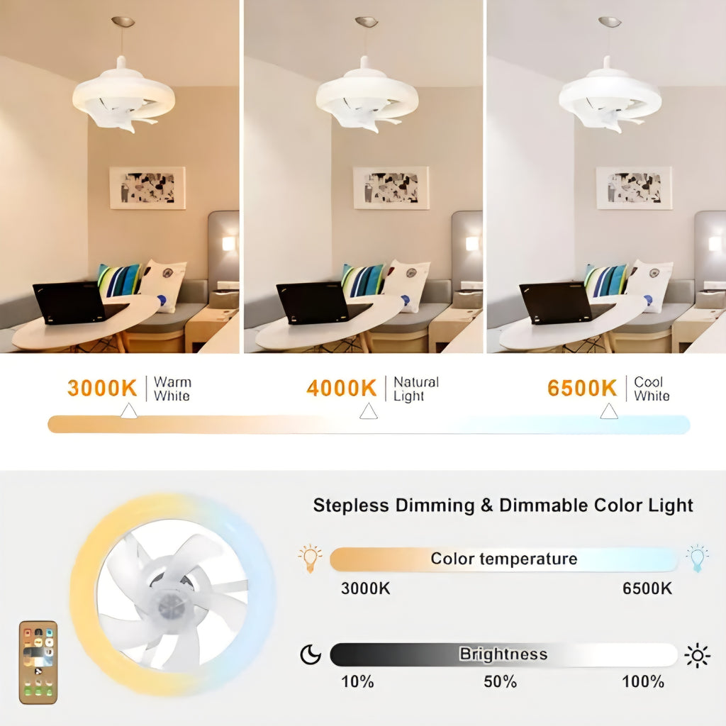 Acrylic LED Ceiling Fan with Light 360 Rotation Ceiling Fan Remote Control